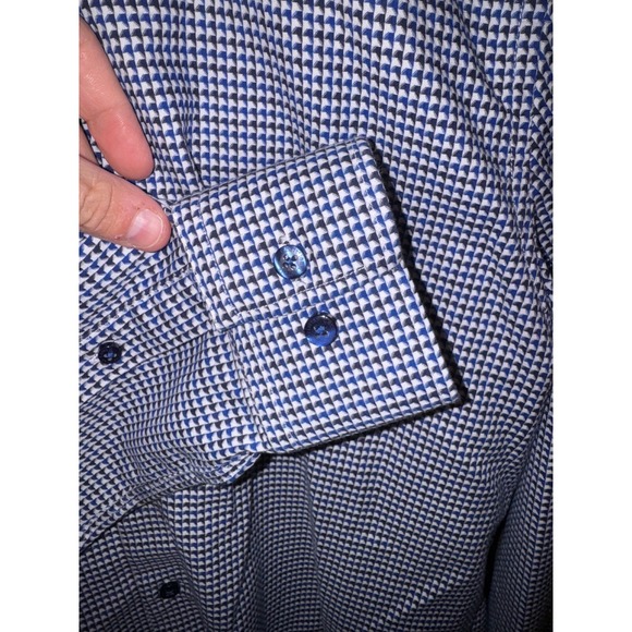 Christian Lacroix Contemporary Fit Dress Shirt Blue White Pattern Size M 15 1/2 - Picture 4 of 5